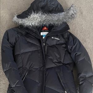 Columbia Black Jacket with Faux Fur Trim